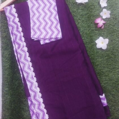 Zig Zag Royal Purple with Fabric Lace Border and Blouse